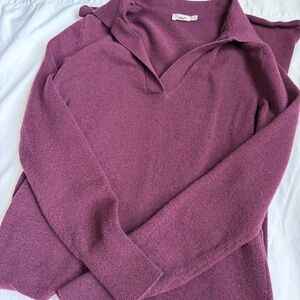 Faherty Jackson Sweater Dress Claret Heather Burgundy Knit Sz XS Shift w Collar